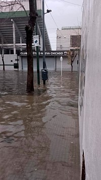 El Estadio Ciudad de Mataderos afectado por la lluvia